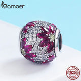 925 Silver Maple Leaves CZ Beads Charm Bracelet DIY Jewelry