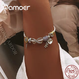 925 Silver Heart Bear Pink CZ Beads for Charm Bracelets