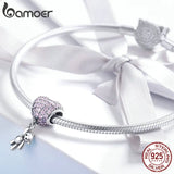 925 Silver Heart Bear Pink CZ Beads for Charm Bracelets