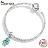 Hand of Fatima Pendant 925 Sterling Silver Turquoise Charms