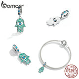 Hand of Fatima Pendant 925 Sterling Silver Turquoise Charms