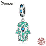 Hand of Fatima Pendant 925 Sterling Silver Turquoise Charms