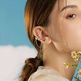 925 Sterling Silver Daisy Clip Earring Plated Zircon Flower Ear Clips