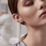 925 Sterling Silver Flower Ear Stud for Women Wedding Gift Tassel Drop Earring