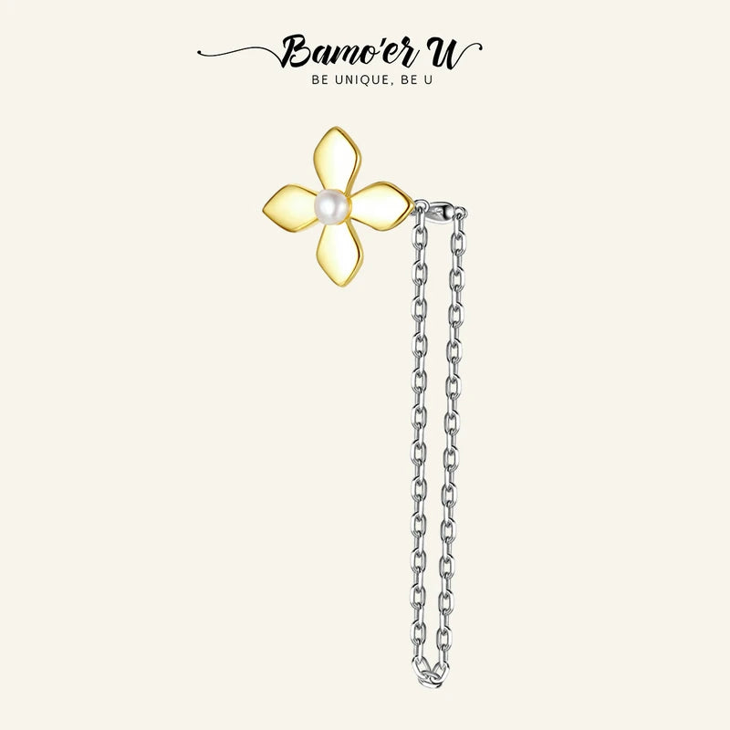 925 Sterling Silver Flower Ear Stud for Women Wedding Gift Tassel Drop Earring