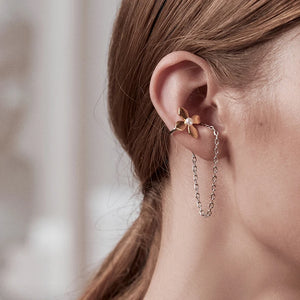 925 Sterling Silver Flower Ear Stud for Women Wedding Gift Tassel Drop Earring