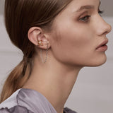 925 Sterling Silver Flower Ear Stud for Women Wedding Gift Tassel Drop Earring