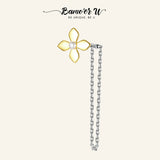 925 Sterling Silver Flower Ear Stud for Women Wedding Gift Tassel Drop Earring