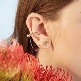 925 Silver Green Cactus Ear Clip CZ Ear Cuff Women Jewelry