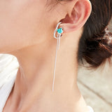 925 Silver Green Zircon Tassel Ear Clip for Women
