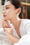 925 Silver Green Zircon Tassel Ear Clip for Women