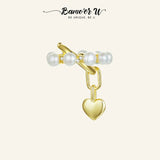 925 Silver X-Shaped Ear Cuff Wedding Gift Heart Drop Ear Clip