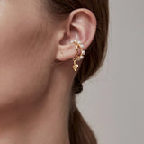 925 Silver X-Shaped Ear Cuff Wedding Gift Heart Drop Ear Clip