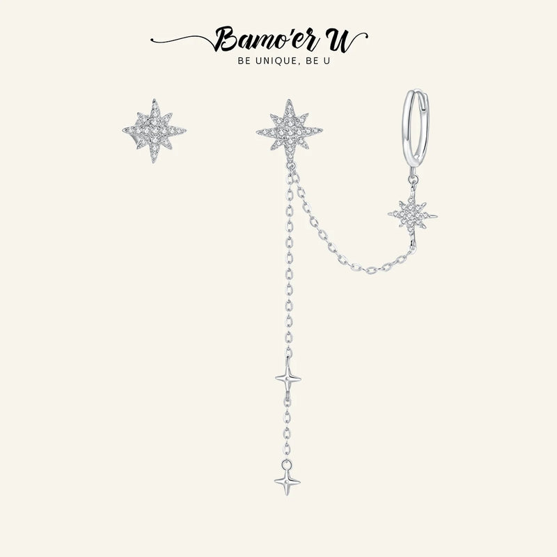 925 Sterling Silver Dreamy Shining Stars Stud Earring for Women