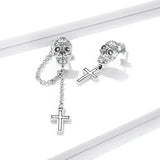 925 Sterling Silver Skull Cross Stud Earrings Women