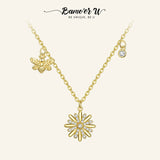 925 Silver Bee Daisy Flower Pendant Necklace Plated Women Girl Party Jewelry
