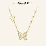 Sterling Silver Butterfly Pendant Necklace Plated Necklaces for Women