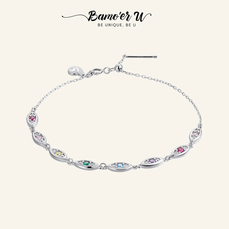 Sterling Silver Demon Eye Bracelet Colorful Crystal Silver Female Jewelry