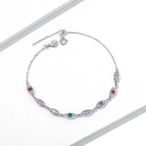 Sterling Silver Demon Eye Bracelet Colorful Crystal Silver Female Jewelry