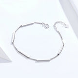 925 Sterling Silver Double Layers Chain Bracelet Geometric Lobster Lock Bracelet