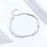 925 Sterling Silver Double Layers Chain Bracelet Geometric Lobster Lock Bracelet