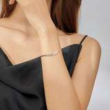 925 Sterling Silver Double Layers Chain Bracelet Geometric Lobster Lock Bracelet