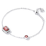 925 Silver Ruby Zircon Bracelet Adjustable Chain Link Fine Jewelry
