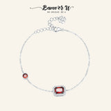 925 Silver Ruby Zircon Bracelet Adjustable Chain Link Fine Jewelry