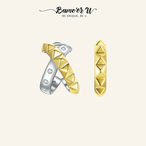 925 Silver Geometric Rivet Ear Buckles for Women | DIY Half-Hoop Earrings
