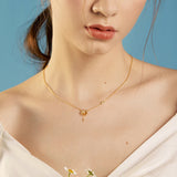 925 Silver Hope Daisy Flower Pendant Necklace Plated Women Girl Party Jewelry