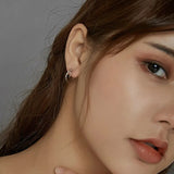 925 Silver Intertwined Lines French Hoop Earrings Wedding Minimalist