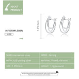 925 Silver Intertwined Lines French Hoop Earrings Wedding Minimalist