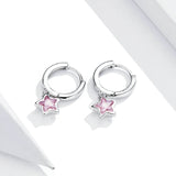 925 Silver Pink Star CZ Stud Earrings Gift BSE414