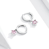 925 Silver Pink Star CZ Stud Earrings Gift BSE414