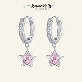 925 Silver Pink Star CZ Stud Earrings Gift BSE414