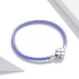 925 Silver Lucky Bracelet Three Leather Clover Women DIY Jewelry