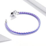 925 Silver Lucky Bracelet Three Leather Clover Women DIY Jewelry