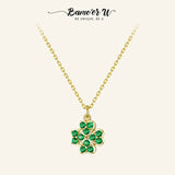 925 Silver Clover Necklace for Women Plated Pendant Bead Necklace