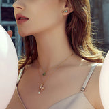 925 Silver Clover Necklace for Women Plated Pendant Bead Necklace