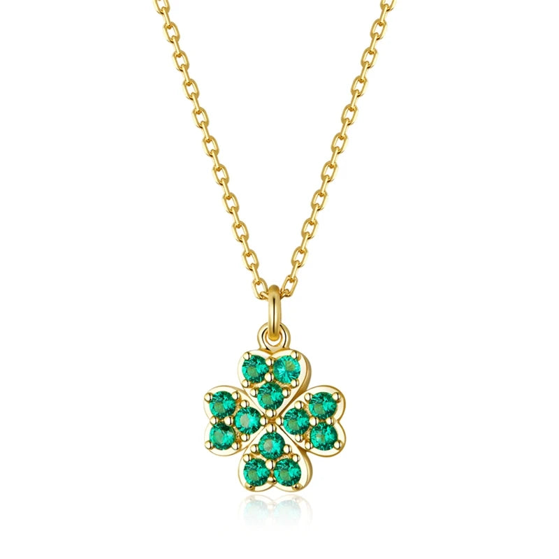 925 Silver Clover Necklace for Women Plated Pendant Bead Necklace