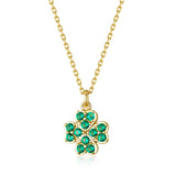 925 Silver Clover Necklace for Women Plated Pendant Bead Necklace