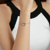 925 Silver Rainbow Heart Zircon Bracelet Women Fine Jewelry