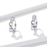 Moonstone Hoop Earrings 925 Sterling Silver Ear Buckle Women Fine Jewelry