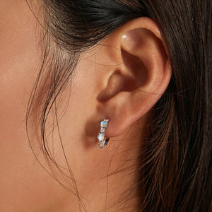 Moonstone Hoop Earrings 925 Sterling Silver Ear Buckle Women Fine Jewelry