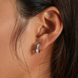 Moonstone Hoop Earrings 925 Sterling Silver Ear Buckle Women Fine Jewelry