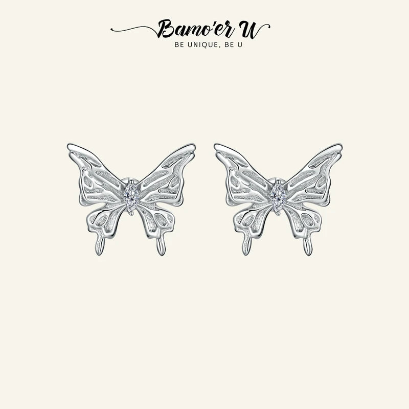 925 Sterling Silver Butterfly Stud Earrings Animal Jewelry
