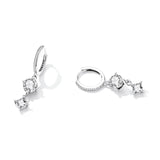 925 Silver Zirconium Drop Earrings Star Design Jewelry