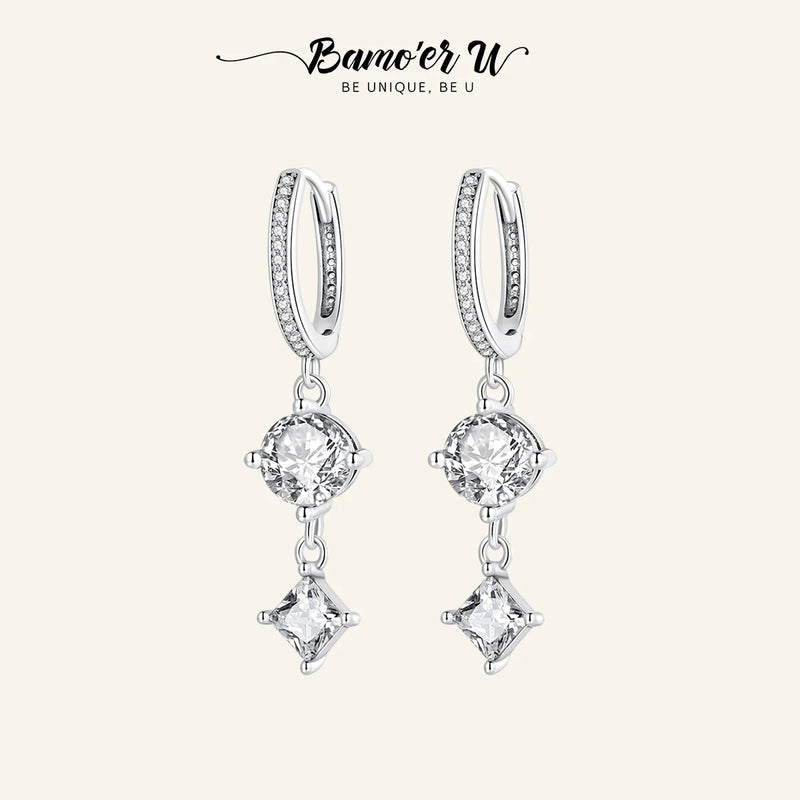 925 Silver Zirconium Drop Earrings Star Design Jewelry