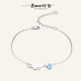 925 Silver Opal Link Bracelet for Women