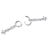 925 Silver Square Zircon Drop Earrings Linear Fine Jewelry